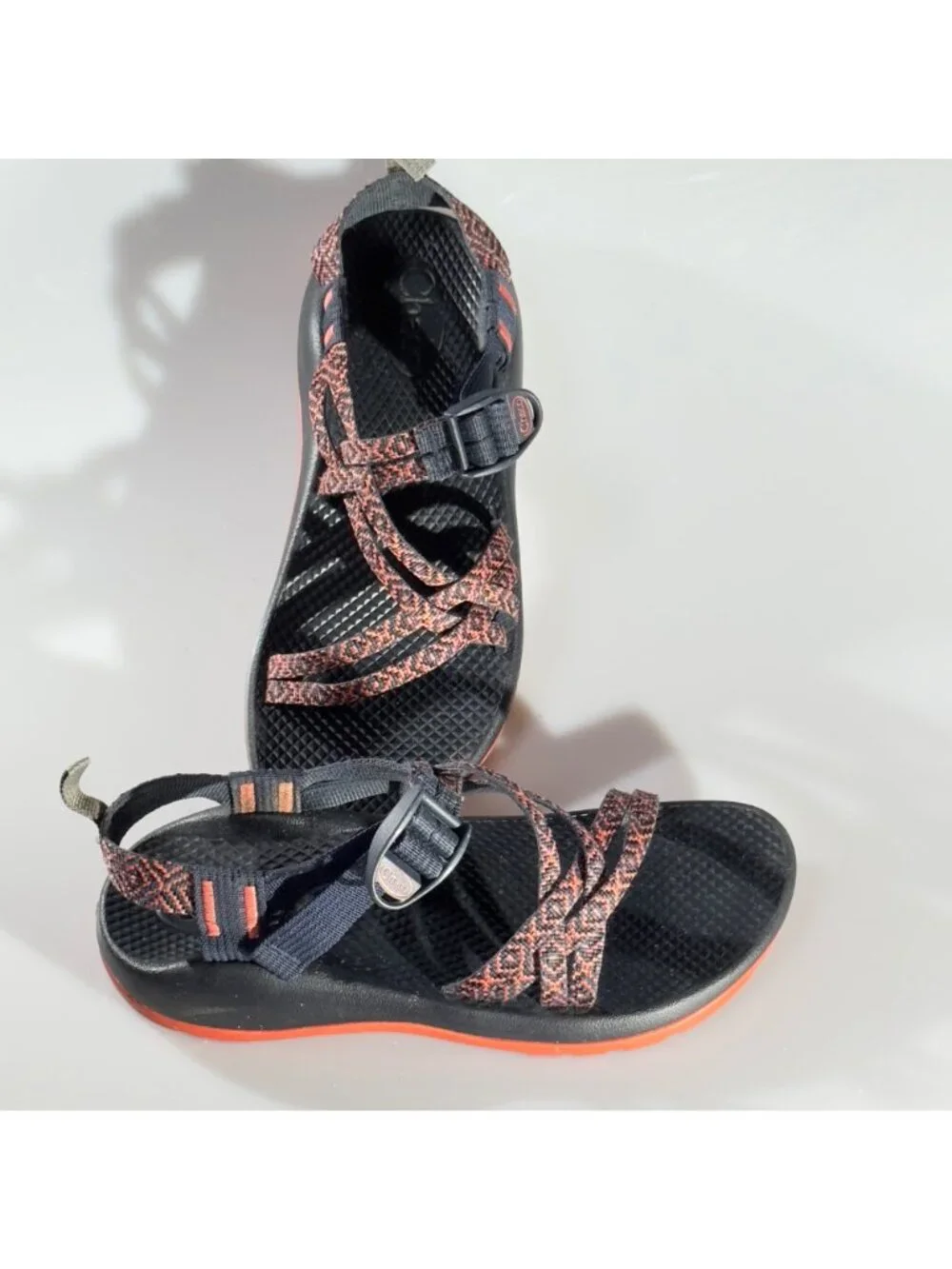 CHACO Adjustable Strap Padded Eclipse Hiking Sandals Black/Orange Size UK5 US 7